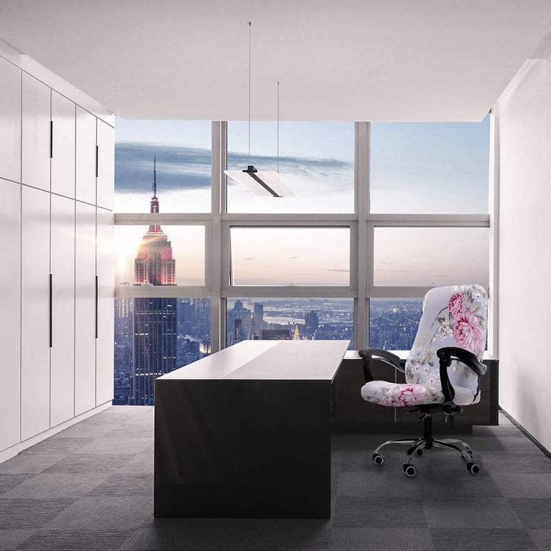 Deisy Dee Computer Office Chair Covers for Stretch Universal Rotating Chair Desk Chairs ONLY Chair Covers (Blue Flower 1, Medium) - Image 2